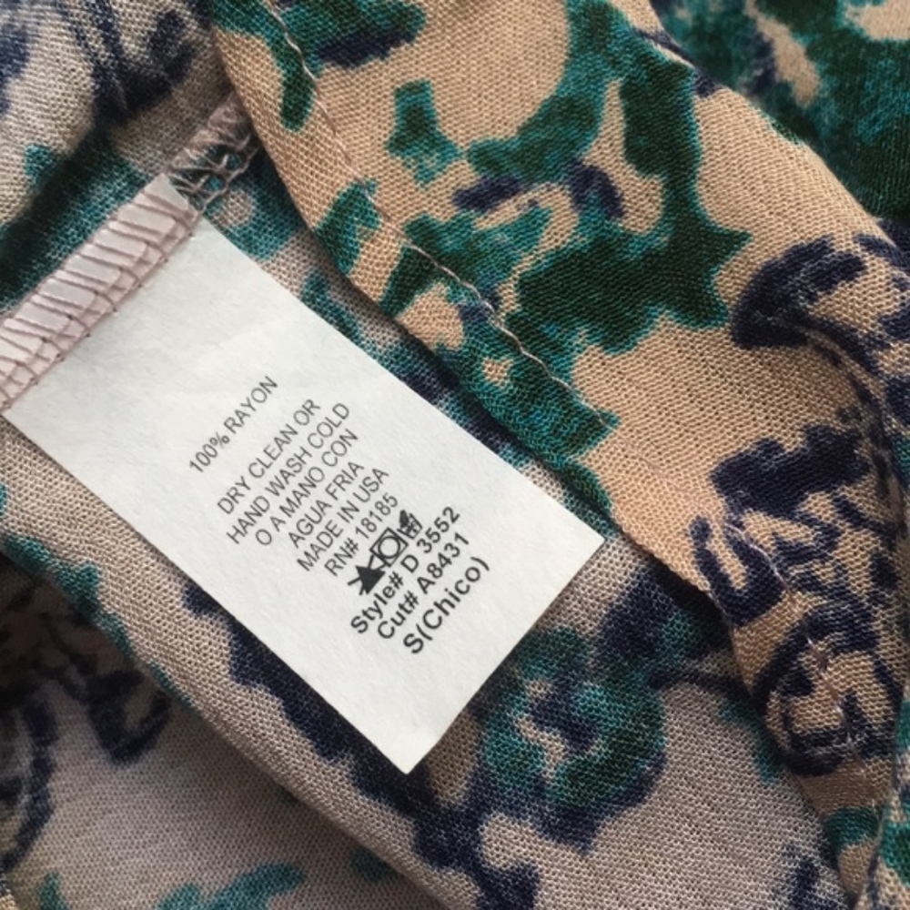 NWT Soft rayon boho sun dress tan/navy/green - Picture 7 of 8